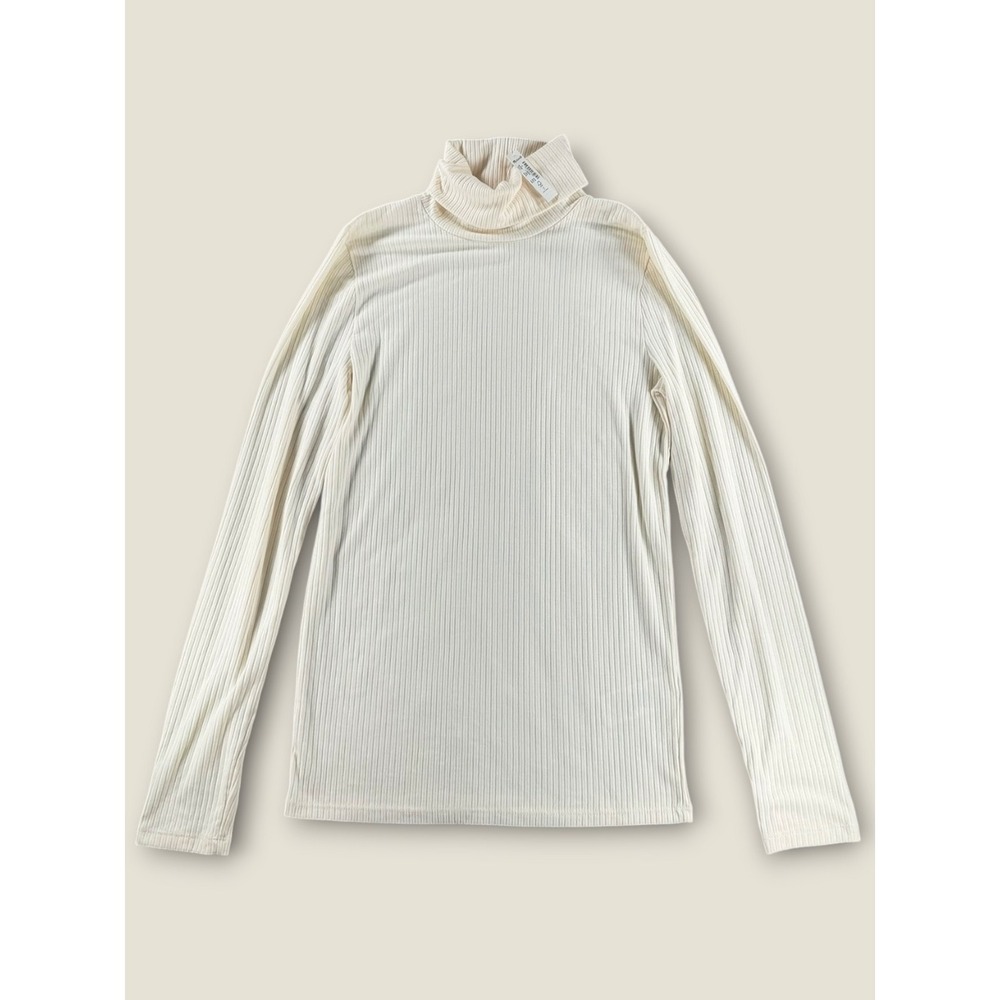 Madewell Ribbed Turtleneck Top Cream White Long Sleeve AE028 Size S NEW